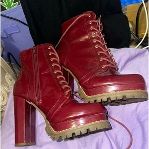 Liliana Lace Up Chuncky Heeled Boots